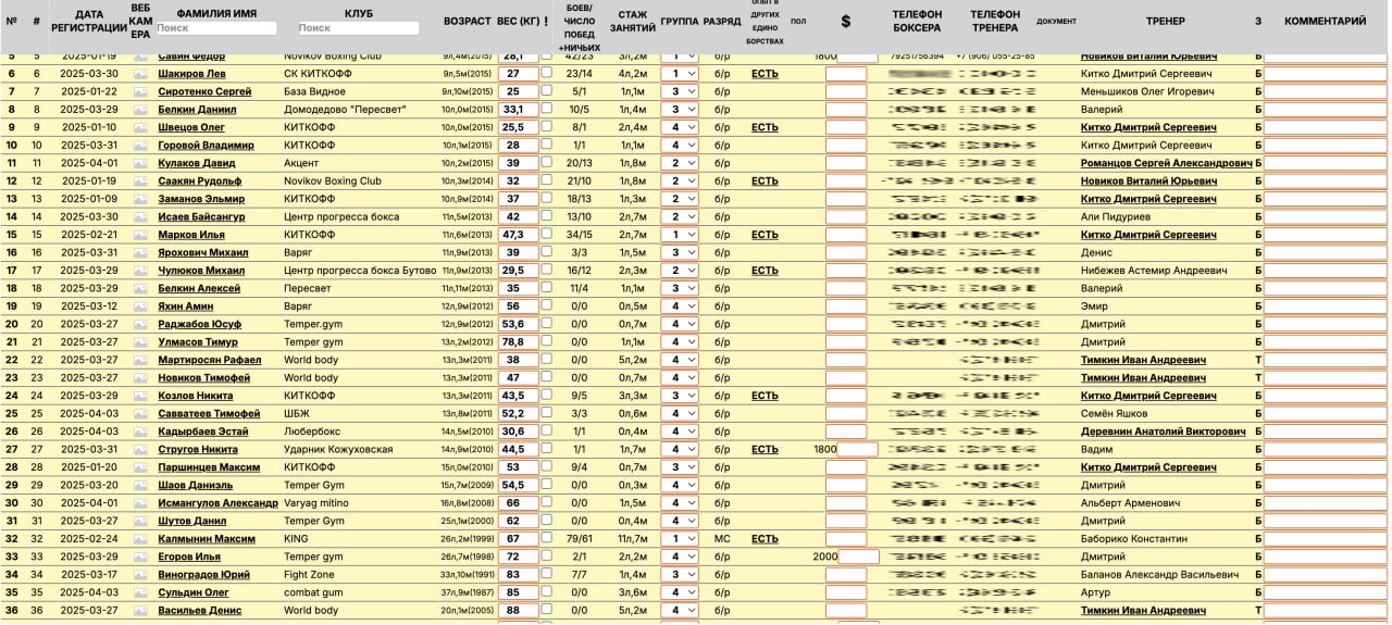 Nehmen Sie Anmeldungen für Ihre Wettkämpfe entgegen. Als Veranstalter sehen Sie alle detaillierten Daten zu jedem Teilnehmer auf einer einzigen Seite, wodurch Sie Paarungen korrekt bilden können, entweder manuell oder automatisch.
